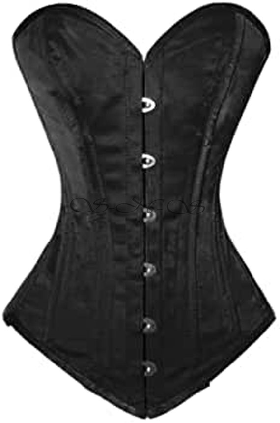 Buy Handmade Heavy Duty Steel Boned Over Bust Waist Training Black Satin Extreme  Corset Online in India 