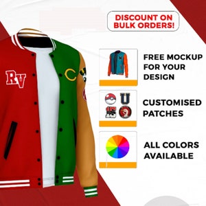 Custom Handmade Unisex Varsity College Jacket, Letterman Jacket Style Front Back Wool & Leather Sleeves Bomber Jacket For Men, Women and kid