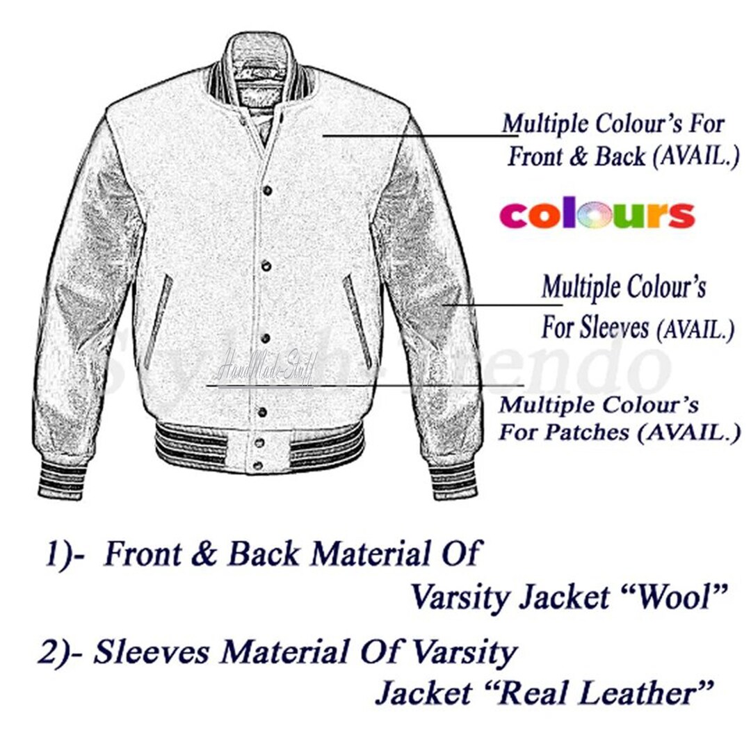Custom Wool Varsity Jacket: Leather Sleeves, Letterman Style - Etsy