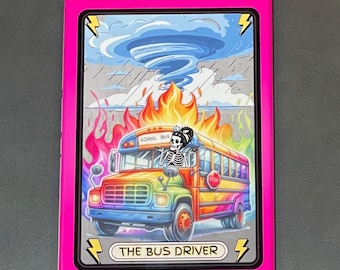Funny Skeleton Bus Driver Magnet – Male & Female Driver Gift – Novelty Fridge Decor
