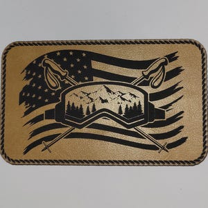 American Flag Ski Goggles & Poles Hat Patch | Skiing Patch | Winter Sports| Outdoor Snow Lover