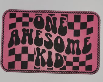 One Awesome Kid Leather Hat Patch – Rectangle – Gift for Kids
