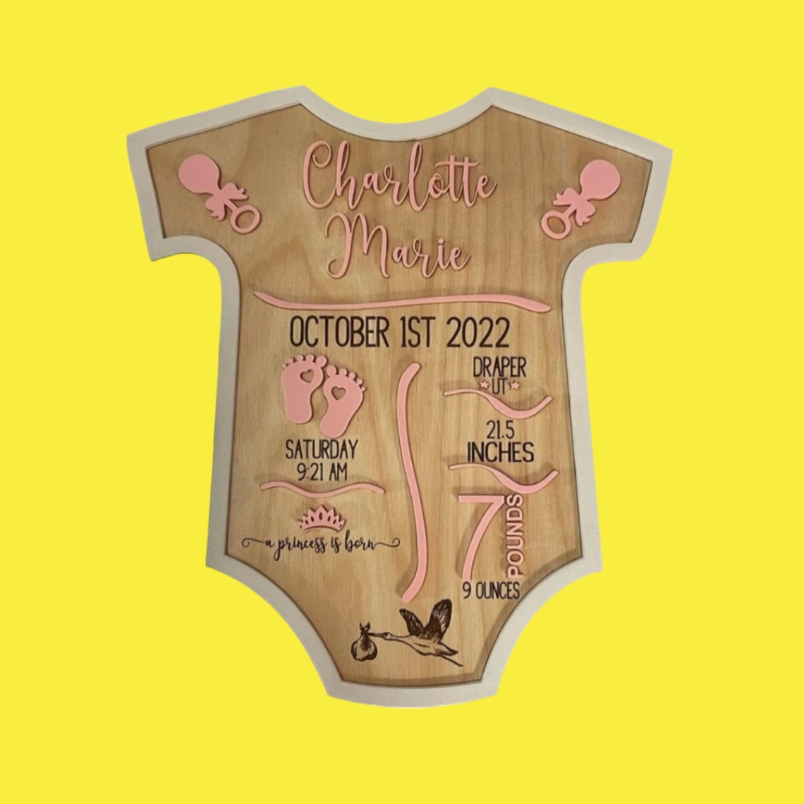 Baby Name Plaque Personalized Birth Stats Sign Boy Girl Baby Announcement Boy Girl Gift Shower