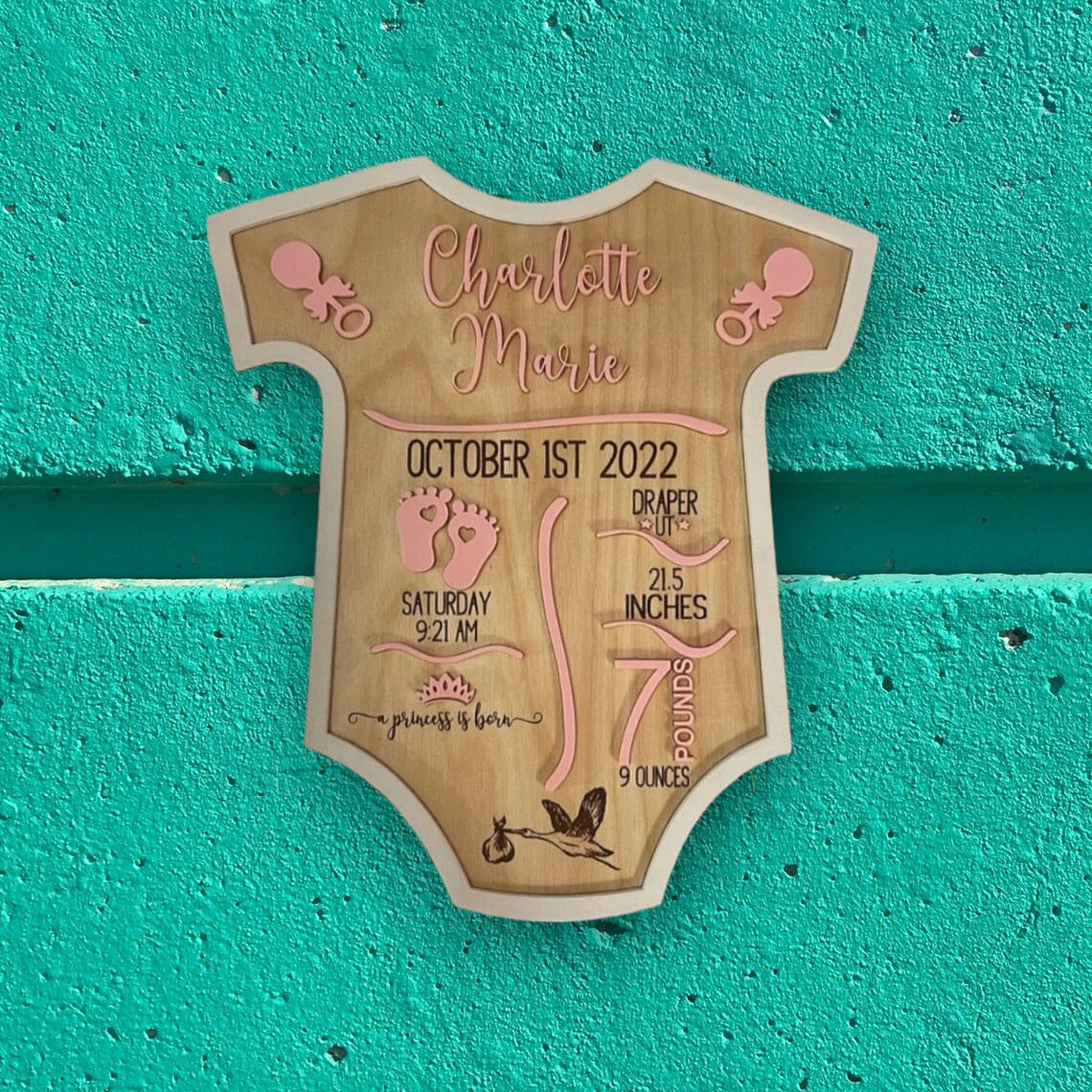 Baby Name Plaque Personalized Birth Stats Sign Boy Girl Baby Announcement Boy Girl Gift Shower