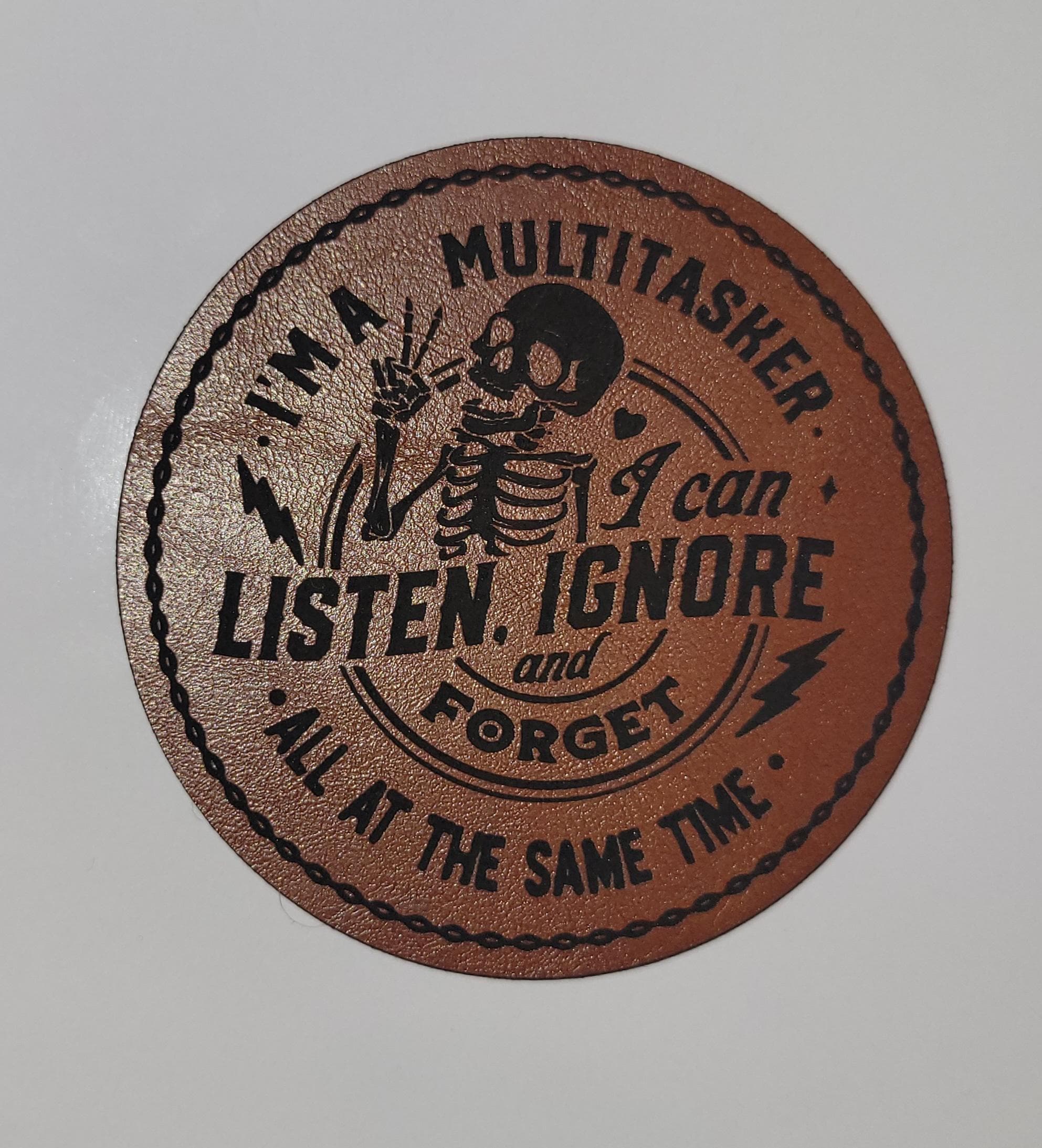 Funny Multitasker Skeleton Leather Hat Patch – Laser Engraved - Etsy
