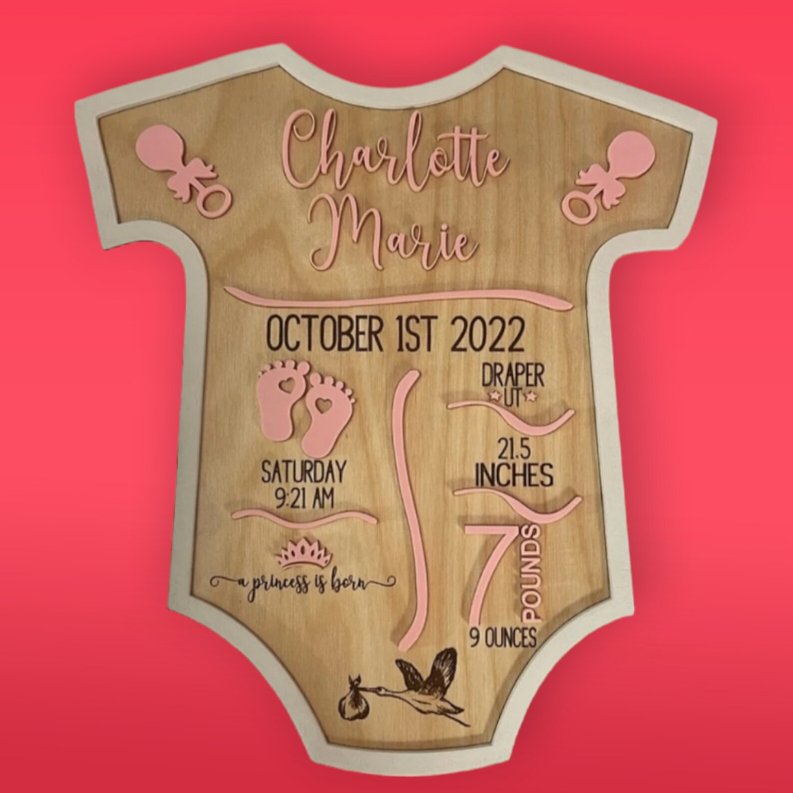 Baby Name Plaque Personalized Birth Stats Sign Boy Girl Baby Announcement Boy Girl Gift Shower