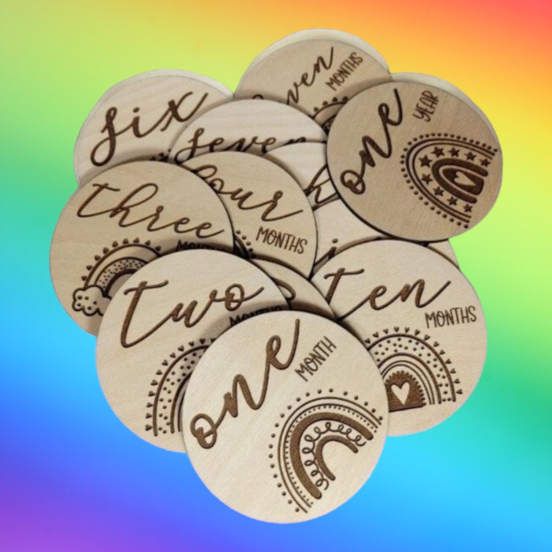 Rainbow Baby Milestone Discs: Wooden Month Markers, Photo Props - Etsy