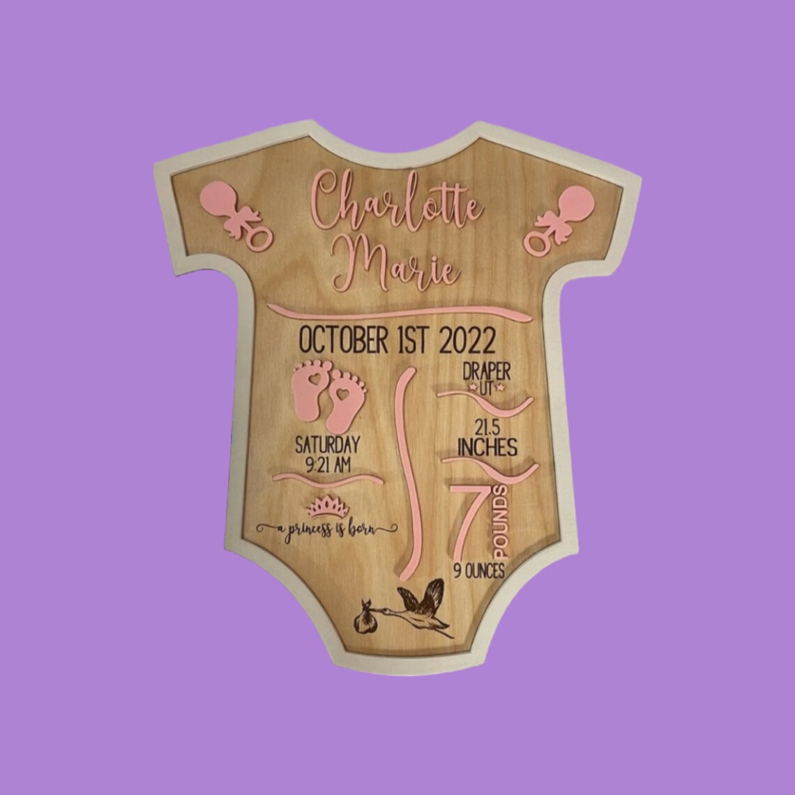 Baby Name Plaque Personalized Birth Stats Sign Boy Girl Baby Announcement Boy Girl Gift Shower