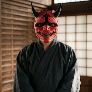 Japanese Oni Mask wearable Demon Mask Japanese Wall Mask Cosplay Mask Helloween Mask Carnival Japanese Culture Samurai Mask