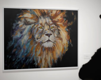 original lion painting by aharon vaknin art  ,lion wall art , wall decor, colourful lion,