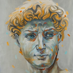 original painting a astatue of david , art portrait  ,wall art decor,david portrait colourful, gifts oil painting