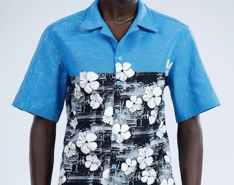 Hawaii Mens Floral Kente Shirt