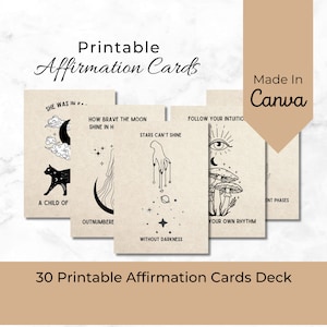 Boho Printable Affirmation Cards, Positive Daily Manifestation Cards, Motivational Affirmation Deck, Self Love, Care, Gift for Her, Friends