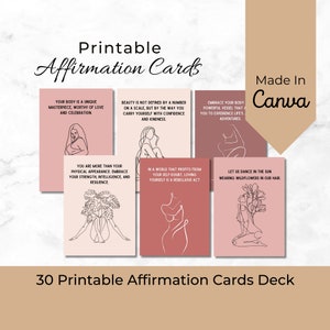 Daily Positive Affirmation Cards for Self Love, Body Positivity, Positive Quotes, Printable Deck, Mindfulness, Mental Health Awareness, Gift