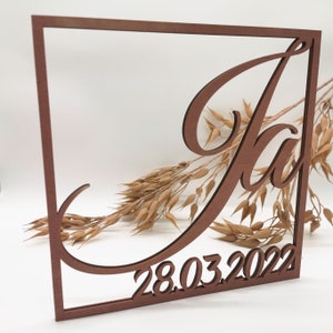 Wooden lettering, "YES" with date, wedding, gift for the wedding, decoration, 3D