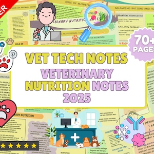 Veterinary Nutrition Guide (2025-26 Edition): Study Guide for Veterinary Nurses, Vet Med Students, and Vet Techs | Instant Download