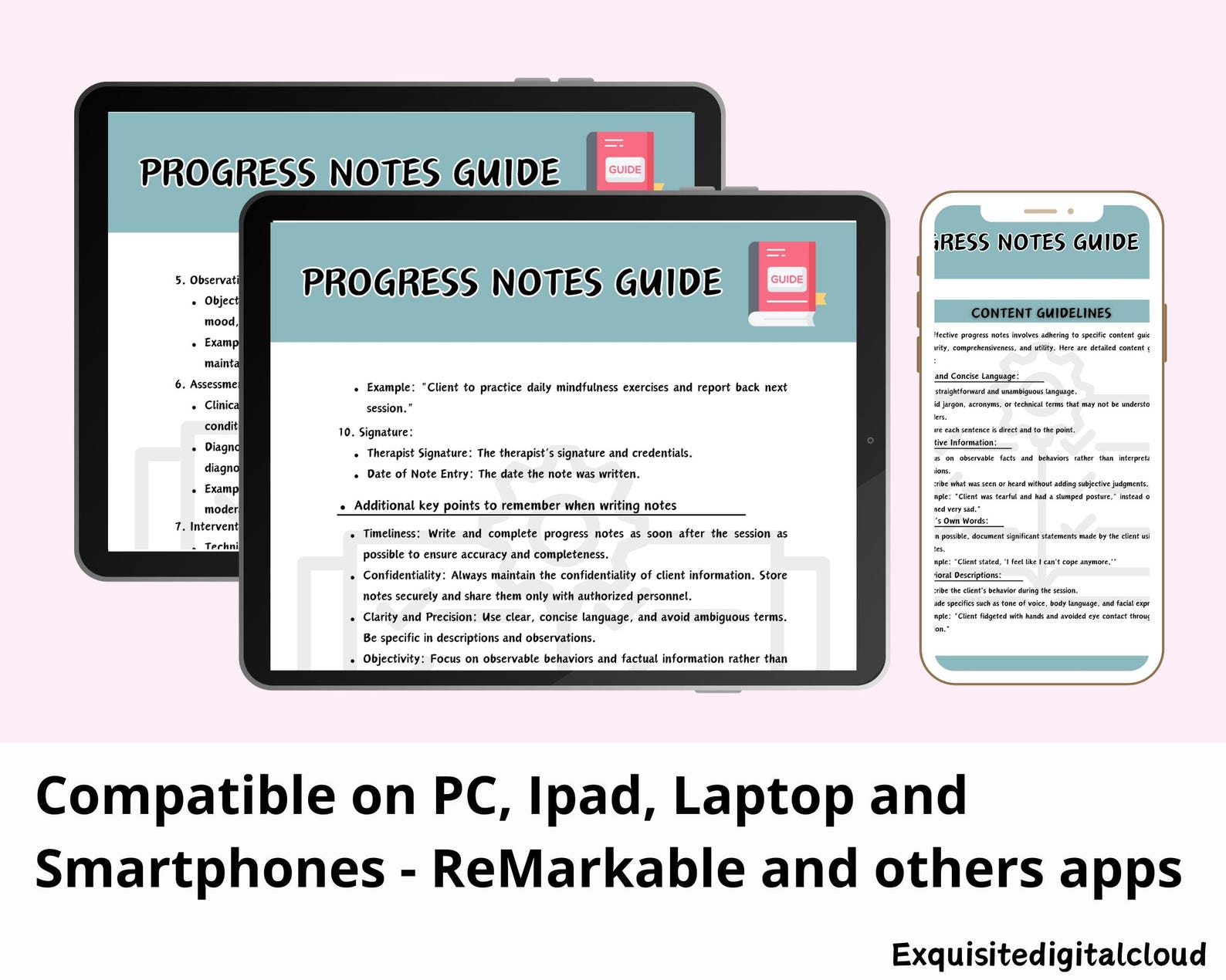 Therapist Progress Notes Guide: Examples & Prompts (PDF) - Etsy