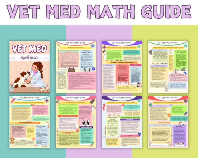 Vet Med Math Guide: Veterinary Calculations Cheat Sheets (digital ...