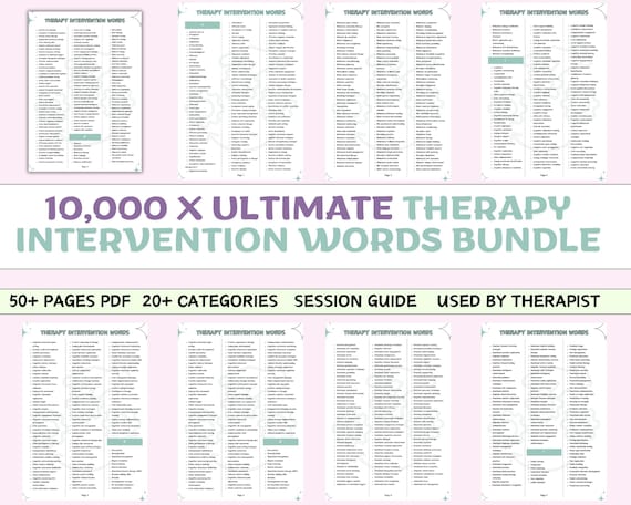 Therapy Intervention Words Bundle: Clinical Documentation (PDF)