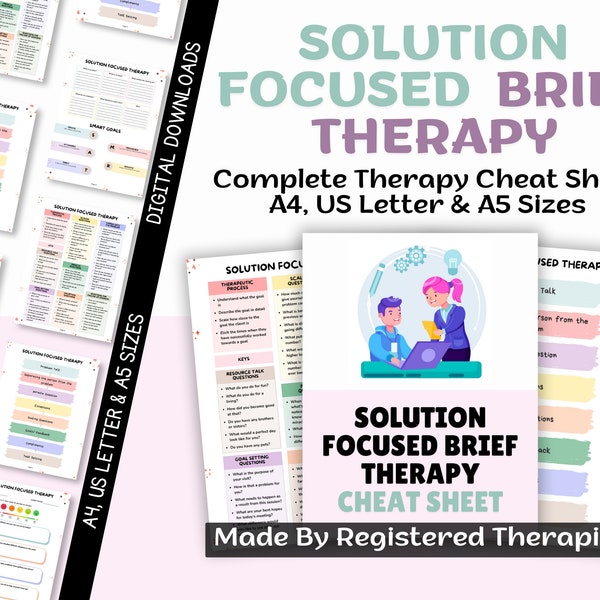 Solution Focused Therapy Questions Cheat Sheet | Sfbt Worksheets | Solution Focused Brief Therapy | Therapy Worksheet | School Counselor