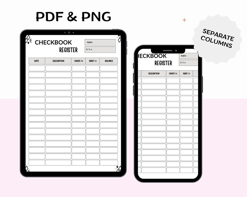 Checkbook Register Template Transaction Register Printable Checkbook ...