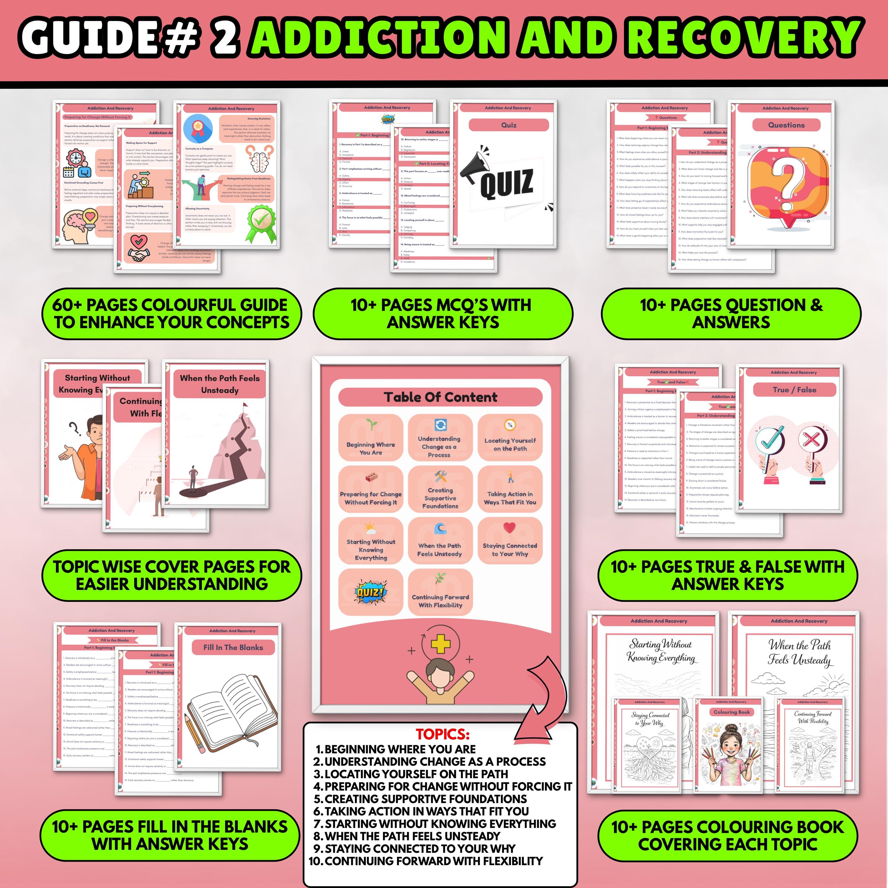 Addiction and Sobriety Mega Bundle Workbook, 718+ Pages, 50+ Topics ...