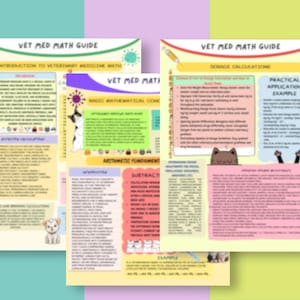 Veterinary Math Vet Med Math Guide: Veterinary Calculations Cheat Sheets (digital ...
