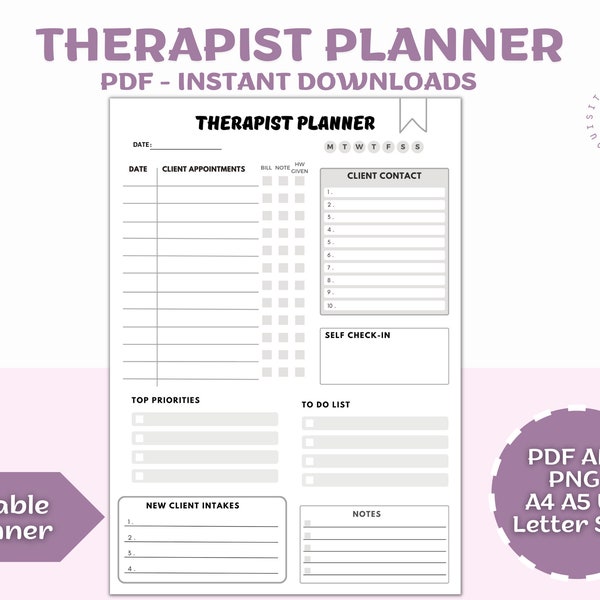 Therapist Planner Etsy