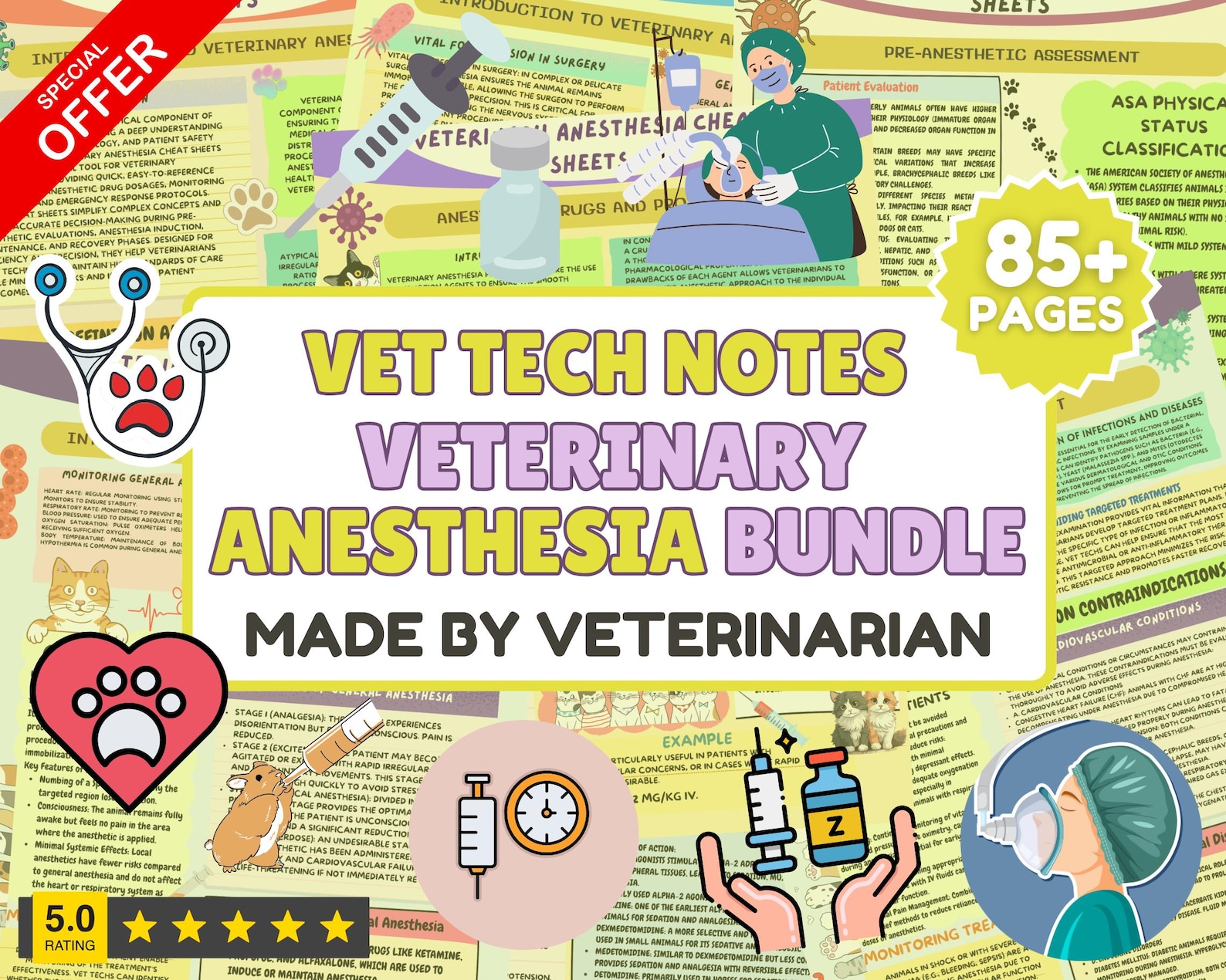 Veterinary Tech Notes Veterinary Anesthesia Study Guide: Vet Tech Notes (digital Download) - Etsy