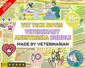 Veterinary Anesthesia Study Guide: Vet Tech Notes (Digital Download)