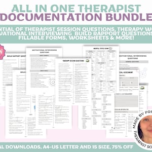 Therapist Documentation Bundle: Therapy Questions, Progress Notes (PDF)