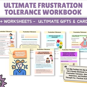 Frustration Tolerance Workbook for Kids, Emotional Regulation Worksheets, Therapy Worksheets for Children, Social Emotional Learning