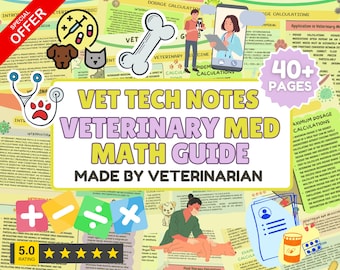 Vet Med Math Guide: Veterinary Calculations Cheat Sheets (Digital Download)