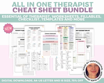 Therapist Cheat Sheets: Clinical Terms, Mental Health Assessment (PDF & PNG)