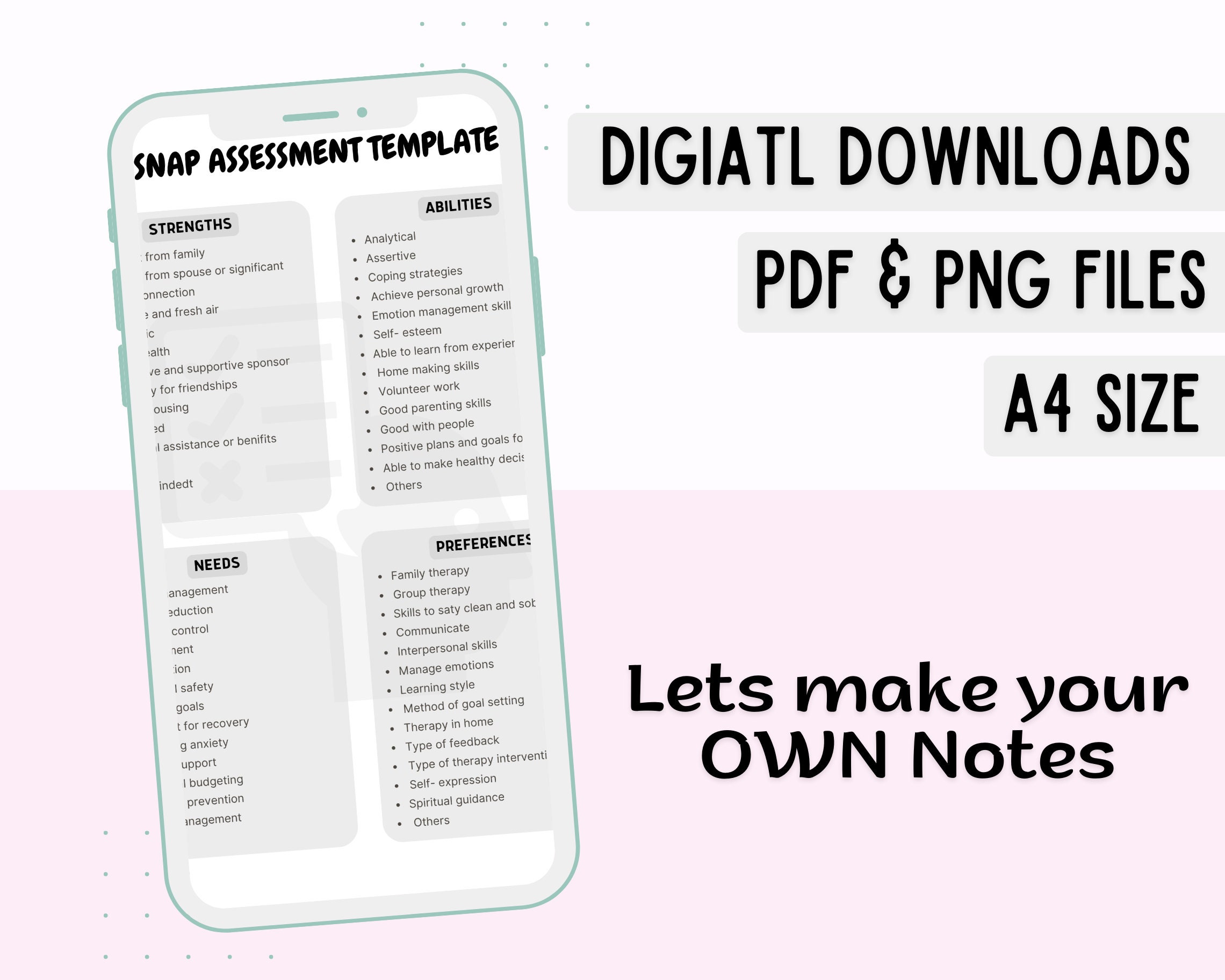 SNAP Assessment Strengths, Needs, Abilities, Preferences Assessment
