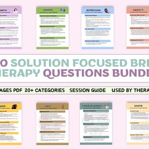 Peut inclure: Un ensemble de 800 questions de thérapie brève axées sur les solutions pour les thérapeutes. Le pack comprend plus de 55 pages de contenu PDF, plus de 20 catégories et un guide de session. Les catégories comprennent les traumatismes, le générique, la dépression, l'anxiété, la colère, le deuil, les troubles de l'humeur et la honte.