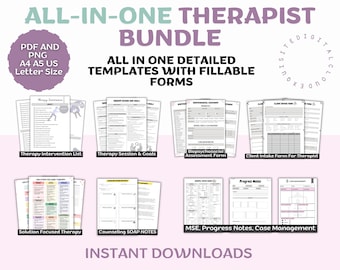 Psychotherapy Documentation Bundle - Psychotherapy Progress Note Form - Therapy Intervention - Therapist Notes - Counseling Note - Fillable