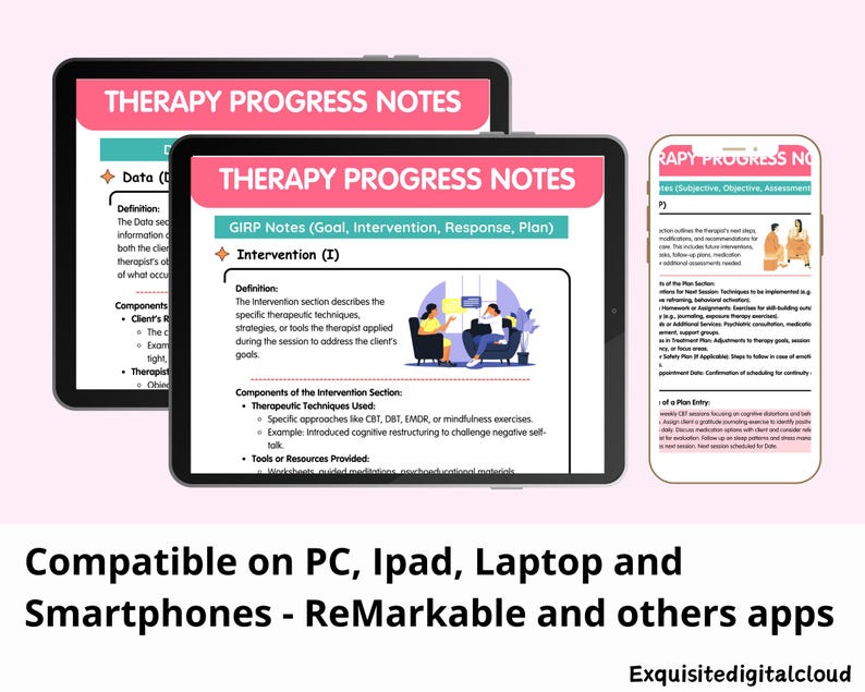 Therapy Progress Notes Guide: Clinical Documentation Tool (PDF & PNG ...
