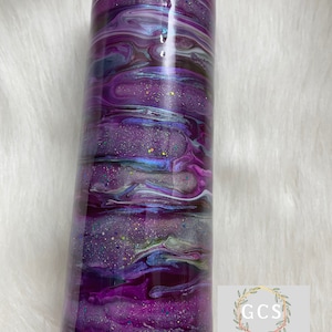 Purple Swirl Alcohol Ink Tumbler 20oz Skinny