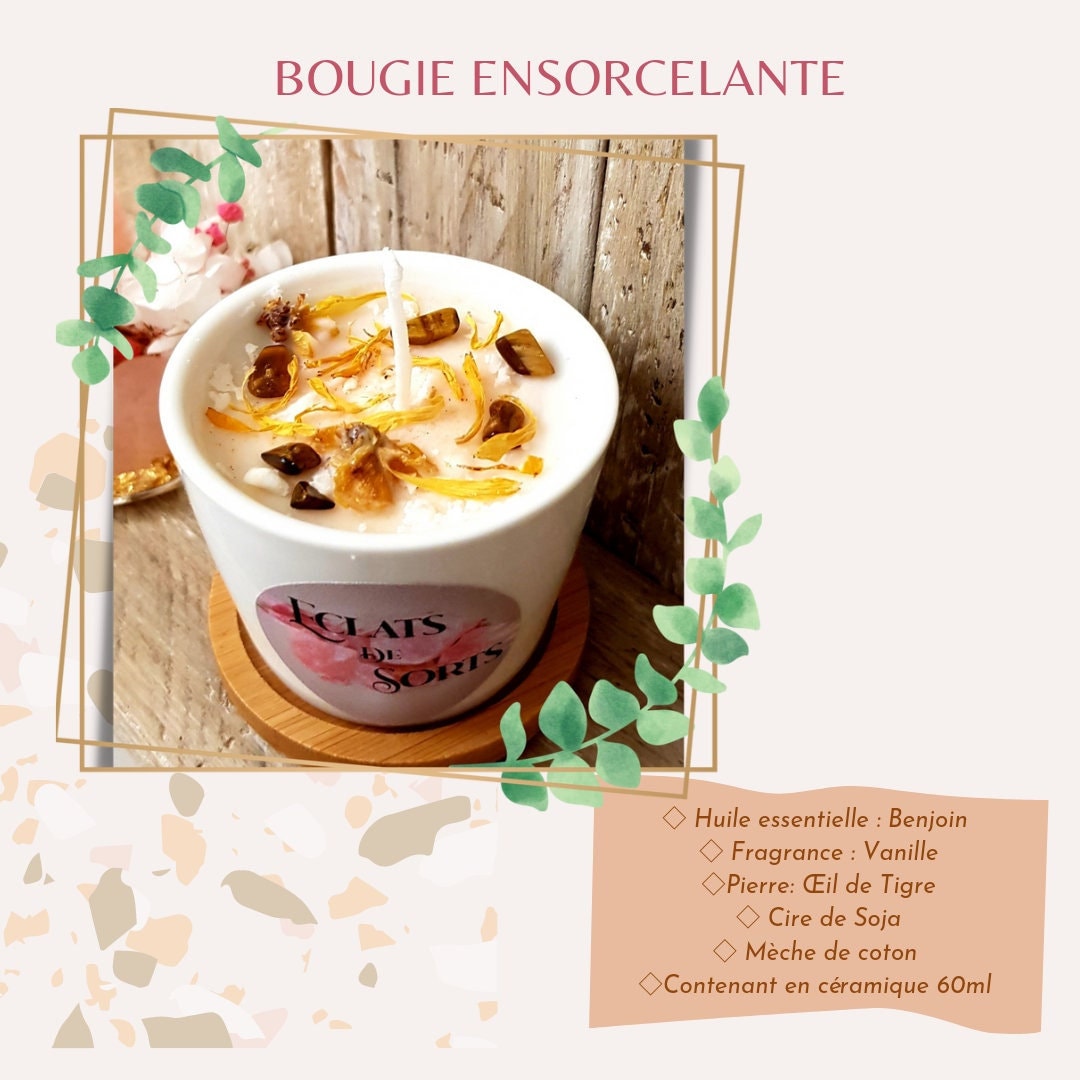 Bougie Ensorcelante - Parfumée-Benjoin-Vanille-Oeil de Tigre - Personnalisée