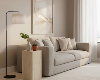 Mesa auxiliar cúbica de travertino hecha a mano: muebles de salón modernos