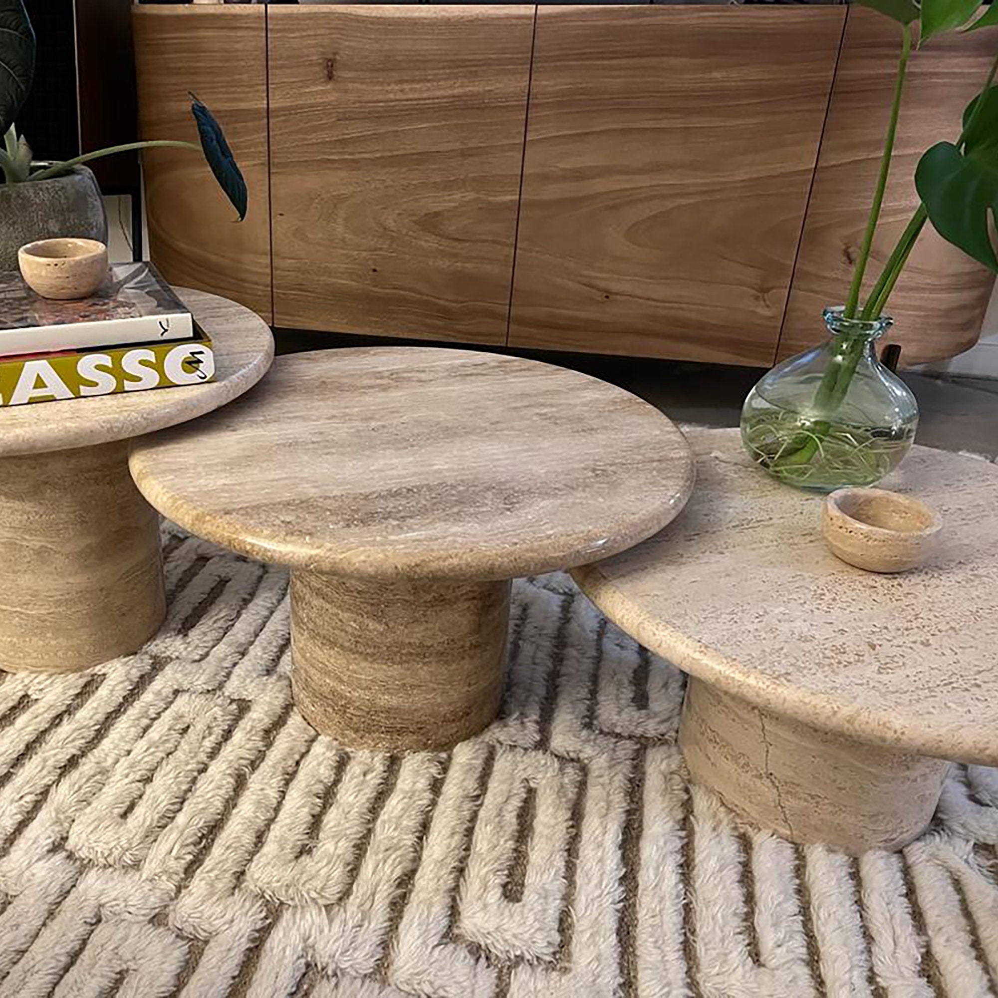 Handmade Travertine Coffee Table: Round Modern Living Room Furniture - Etsy