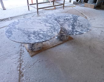 Handmade Calacatta Viola Marble Coffee Table: Custom Order Available