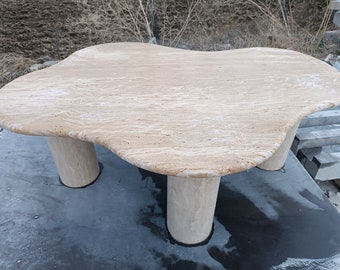 Handmade Travertine Coffee Table: Modern Living Room Furniture, Customizable