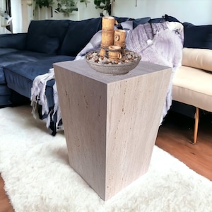 Travertine Cubic Side Table, Travertine Stands, Travertine Pedestal Tables for Living Room, Modern Living Room Furniture