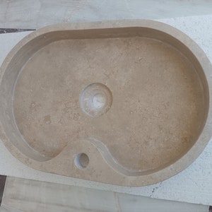 Oval Travertine Vessel Sink for Bathroom, Kitchen, Modern Bathroom Furniture