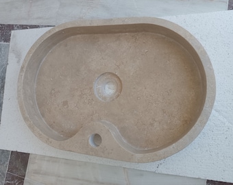 Oval Travertine Vessel Sink for Bathroom, Kitchen, Modern Bathroom Furniture
