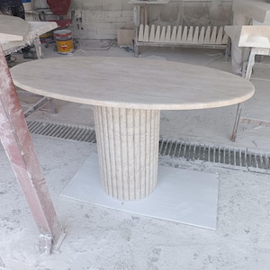 Customizable Travertine Oval Dining Table