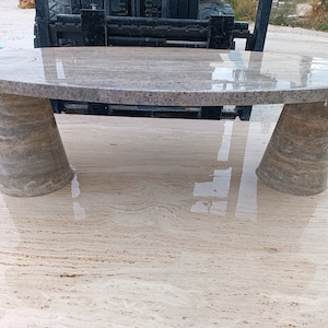 Handmade Oval Travertine Coffee Table: Modern Living Room Furniture