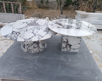 Handmade Calacatta Viola Marble Coffee Table: Natural Stone
